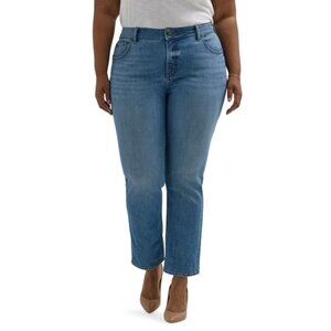 Lee Women's Plus Midrise Relaxed Fit Straight Leg Jean, Size 20W, Medium Wash